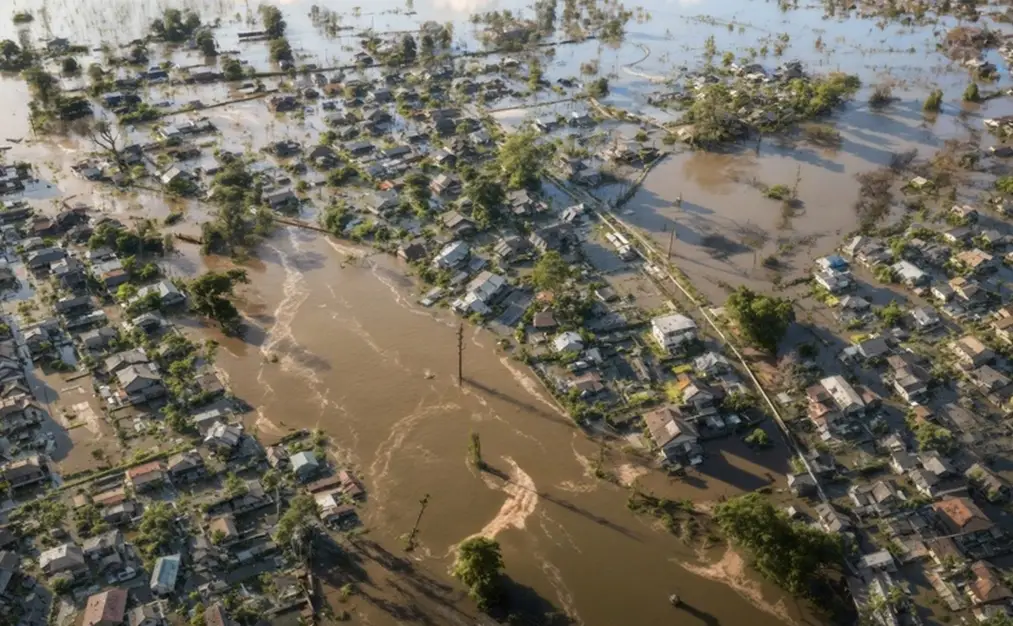 水害を受けた架空の住宅地