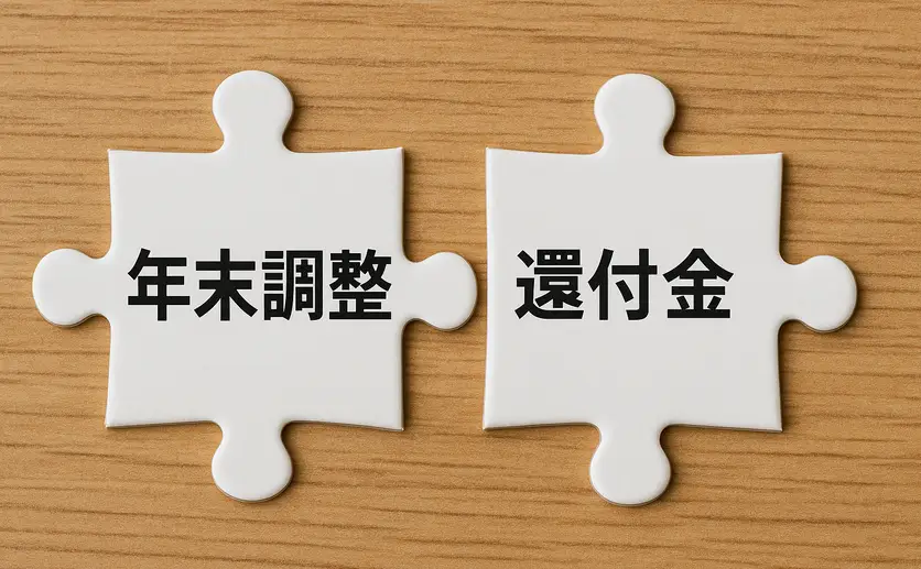 年末調整と還付金と書かれたパズルのピース