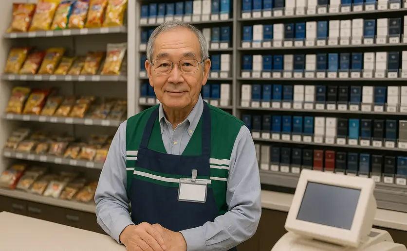 コンビニでパートをするシニア