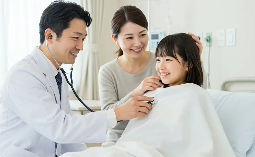 入院している子どもを診察する医師