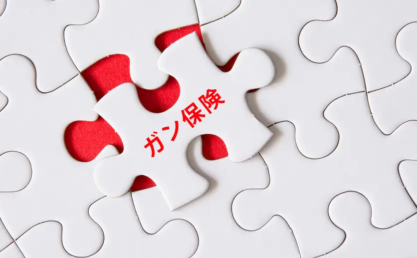 パズルに書いたがん保険の文字