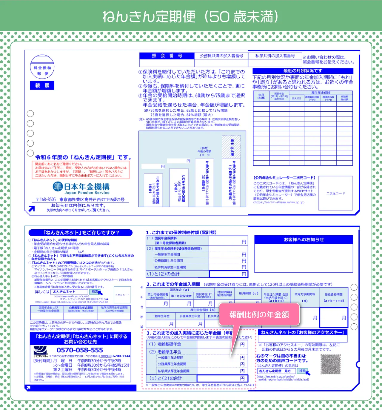 ねんきん定期便(50歳未満)
