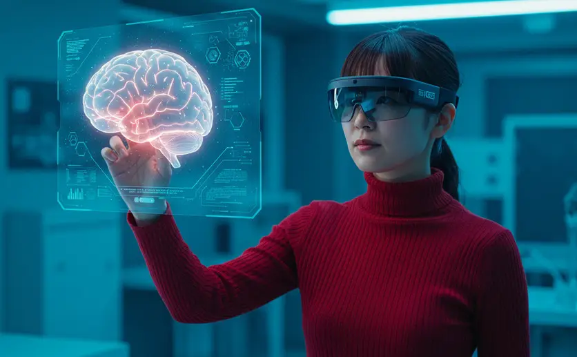 AIと会話する女性のイメージ